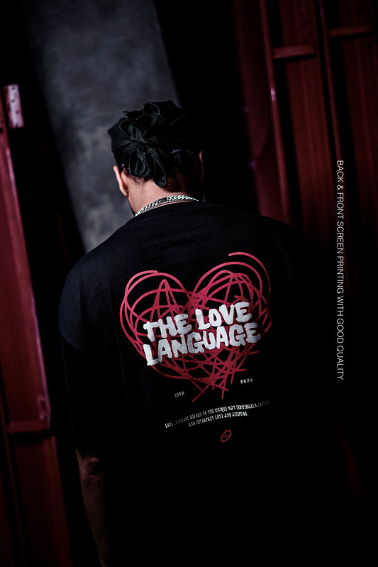 THE LOVE LANGUAGE’ jet black printed Tshirt