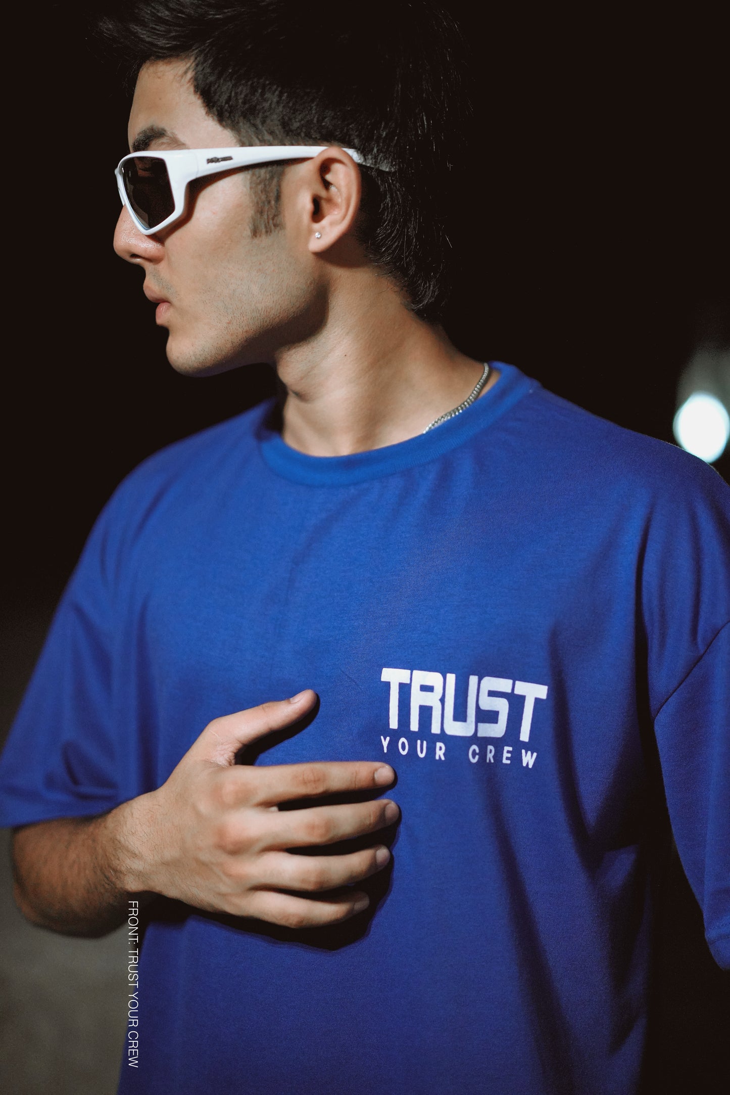 ‘Trust Your Crew t-shirt in dark blue color